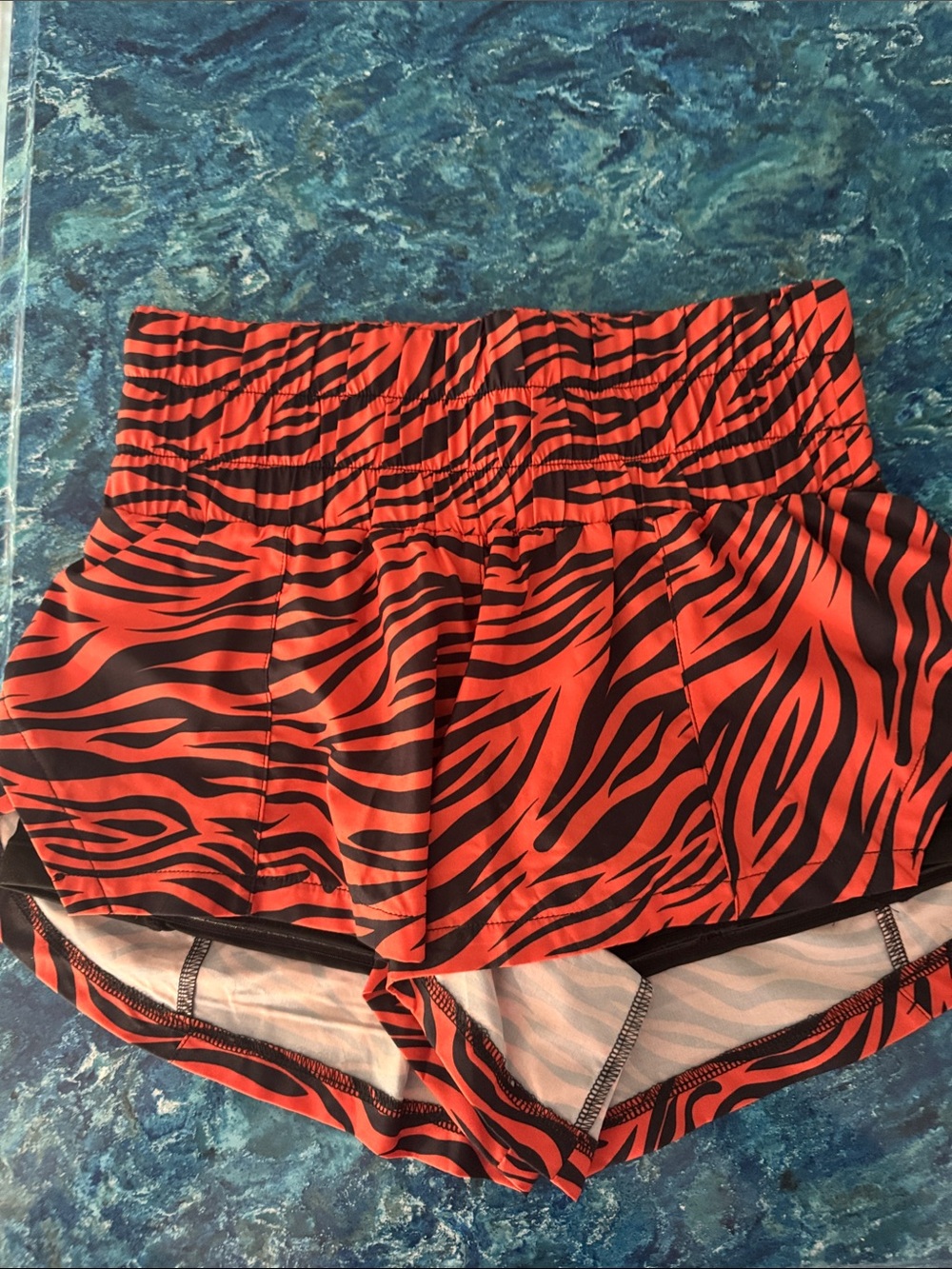 CVG Orange and Black Zebra-Print Athletic Shorts